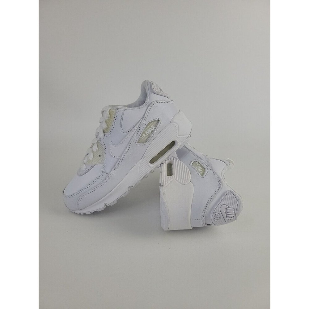 Nike Air Max 90 Pre School 307794 111 Unisex Shoes Leather White Vintage - Picture 9 of 10
